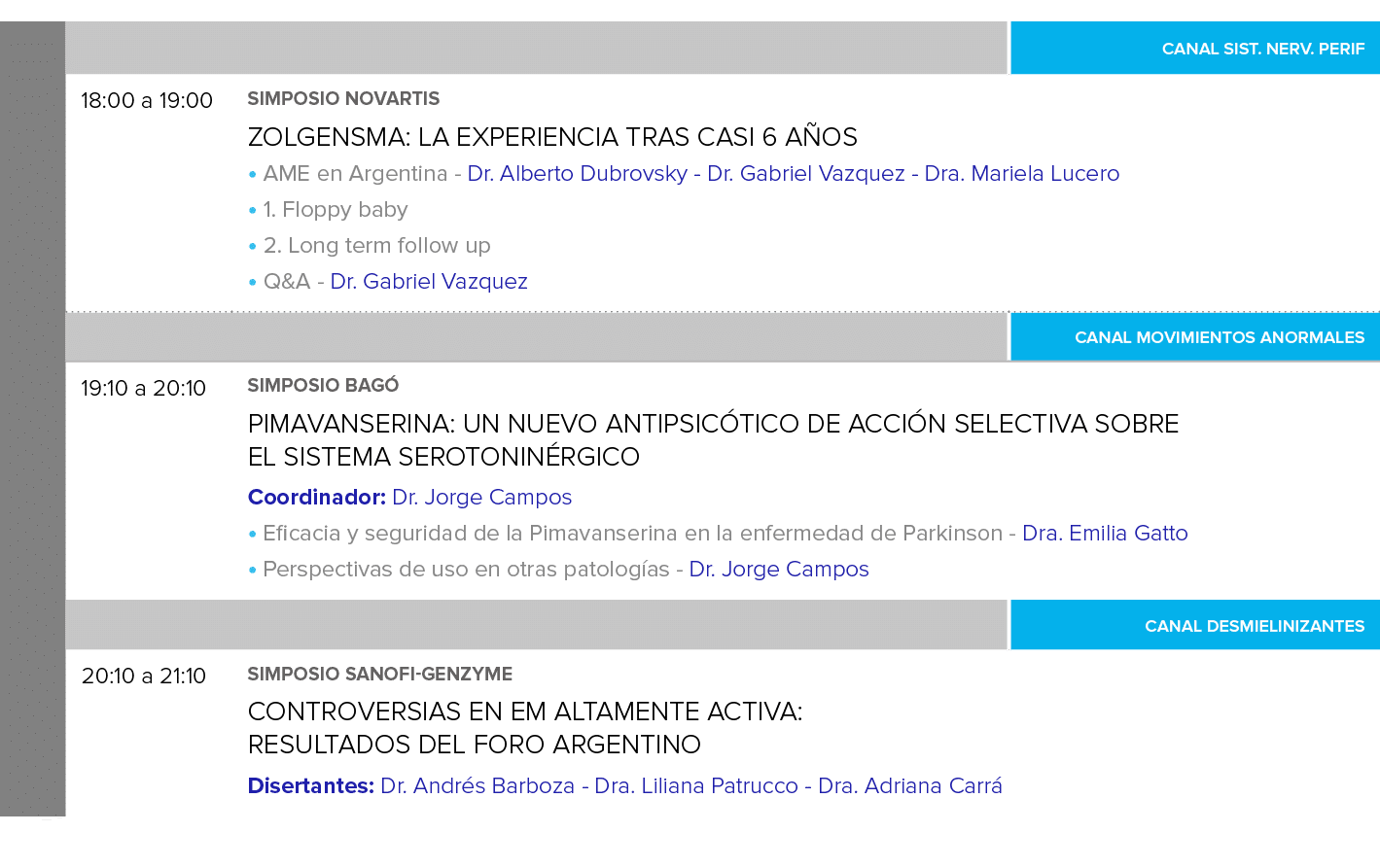 ,,,Canal Sist  Nerv  Perif,,18:00 a 19:00 ,SIMPOSIO NOVARTIS Zolgensma: La experiencia tras casi 6 años AME en Argent   